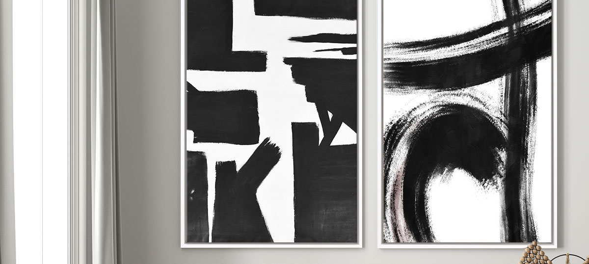 AB224 Black White Grunge Modern Abstract Framed Wall Art Large Picture Prints 