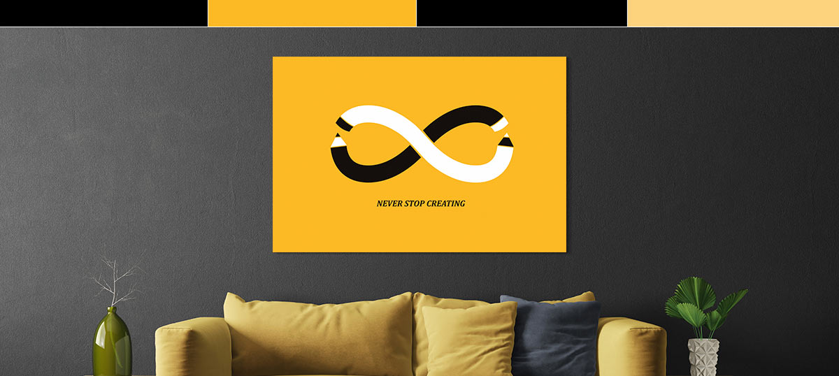 ZAB1566 Yellow Black White Modern Canvas Abstract Home Wall Art Picture Prints 