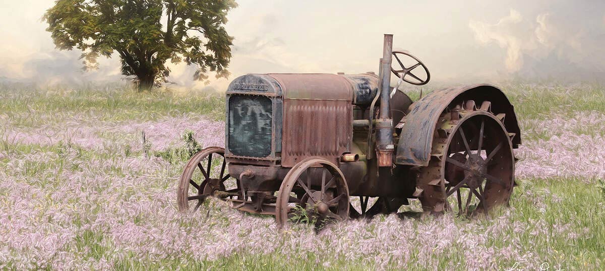 OLD VINTAGE FARM TRACTOR CANVAS PICTURE PRINT WALL ART CHUNKY FRAME LARGE 2087-2 
