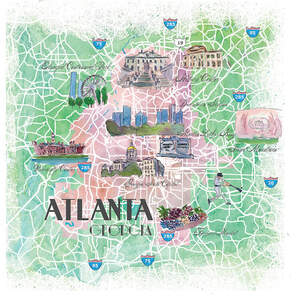 Atlanta Maps Canvas Prints