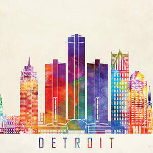 Detroit Skylines Canvas Wall Art