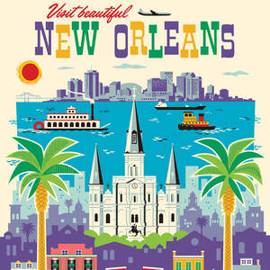 New Orleans Travel Posters Canvas Artwork