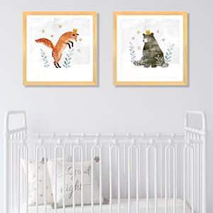 Baby Animal in Bathtub Canvas Print Poster Nursery Wall Art Kids Room Home Decor