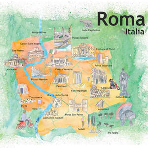 Rome Maps Canvas Prints
