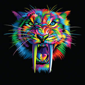 Full On View Of A Saber-toothed Tiger Digital Art by Jerry LoFaro