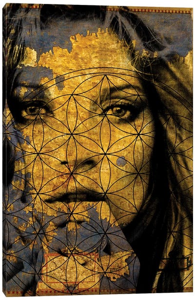 Golden Beauty Canvas Art Print - Multimedia Portraits